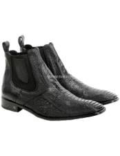  Mens Handcrafted Brown Genuine Ostrich Leg Chelsea Boots