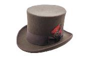  Brown Top Hat ~ Tuxedo Hat 100-Percent Wool Felt Satin Ribbon