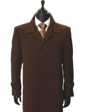  Mens All Weather Microfiber Gaberdine Trendy Classic Trench Top Coat Brown Maxi Full Length 45 inch long