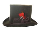  100-Percent Wool Felt Feathers Premium Top Hat ~ Tuxedo Hat Brown