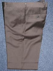  Brown 100% WOOL  SUPER 140S Solid ~ plain FRONT PANTS 