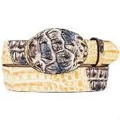  Mens Original Caiman Hornback Skin Western Style Hand Crafted Belt Natural 