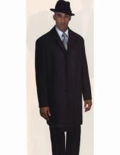  Mens Dress Coat 40 Inch Long Charcoal Grey Wool Blend Hidden Button