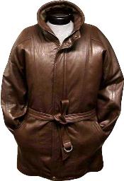 long brown leather coat