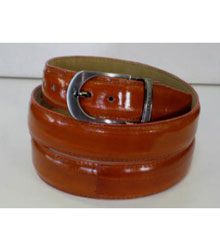  Mens Cognac Genuine Leather With Removable Buckle Authentic Eel Belt