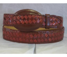  Genuine Cognac Weave Lizard Teju Western Cowboy Belt 