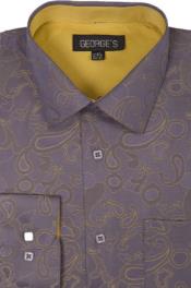  Gold-Brown Tailored to classic fit Dress Shirt 
