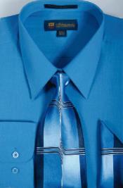  Royal Blue Standard Cuff Mens Dress Shirt