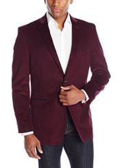  Style#-B6362 Mens Tonal Elbow Patches Cotton Corduroy Sport Coat Bordeaux