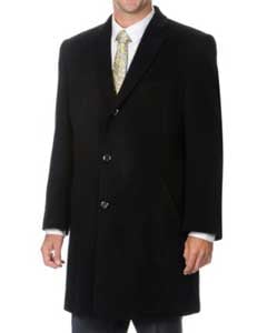  Mens Dress Coat Ram Black Cashmere Blend Herringbone Mens Car coat Overcoat
