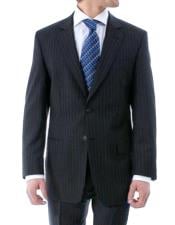 Luxurious High Quality Dark Navy Blue Pinstripe Light Weight Double Vented Ultra Smooth Fabric 
