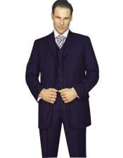  Amazing Qality Dark Navy Blue Suit For Men Pinstripe Poly~Rayon 3 ~