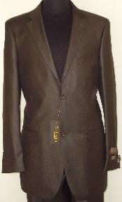 Mens-Designer-2-Button-Shiny-Dark-Brown-Sharkskin-Suit