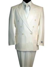  Mens Off White 2pc Double Breasted Suits Dress Suit