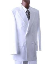  Mens Solid White Double Breasted Suits Classic fit Dress Suit