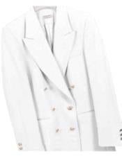  White Six Button Double Breasted Suits Blazer Jacket Coat 