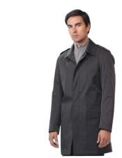  Mens Dress Coat Raincoat - Trench Coat Black 
