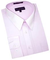  Solid Lavender Cotton Denim Convertible Cuffs Mens Dress Shirt 