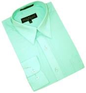  Mint Green Cotton Blend Convertible Cuffs Mens Dress Shirt