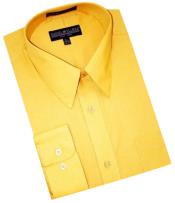  Gold~Yellow~Mustard Cotton Blend Convertible Cuffs Mens Dress Shirt
