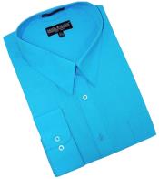  Mens Turquoise Dress Shirt Turquoise ~ Light Blue Stage Party Cotton Blend