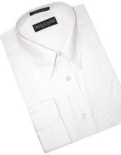  White Cotton Blend Convertible Cuffs Mens Dress Shirt