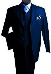  Mens 3 Piece Premium Fine Drak Blue three piece suit