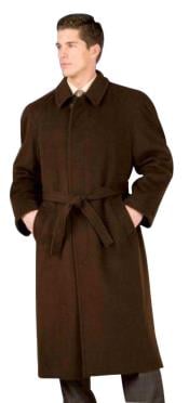  48 inch Mens Dress Coat belted Wool Long Mens Dress Topcoat -