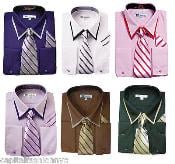  Classic French Cuff Set w/ Tie And Handkerchief Mens Dress Shirt 