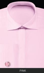  Solid pleated Cotton/poly Pink Londoner collar