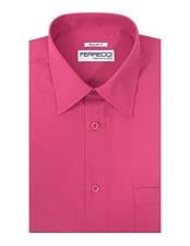  Designer Brand Classic Regular Fit Cotton Blend Fuchsia Barrel Cuffs Pink Color