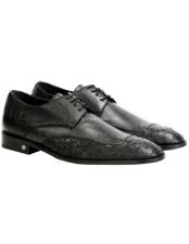  Mens Handmade Full Leather Black Vestigium Genuine Ostrich Derby Shoes Handcrafted Mens