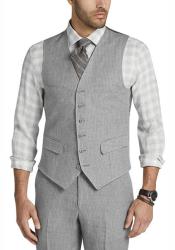  Mens 100% linen fully lined 4 front pocket adjustable back belt stylish 6 button vest