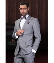  Mens Three Piece Suit - Vested Suit Mens Gray 3 Pieces Slim