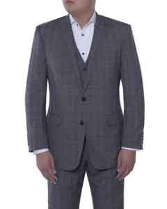  Mens 3-piece Suit Giovanni Grey and Black English Plaid Italian Style Classic
