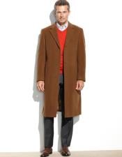  Light Brown & Rust ~ Copper Color  Vicuna Color Mens Wool 48 Inch Long Overcoat ~
