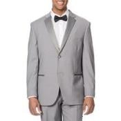  Mens Light Grey ~ Gray Silver Satin-detailed tuxedo suits Jacket  Pants