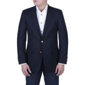  Mens Navy Blue Italian Style Blazer with Brass Buttons Classic Fit