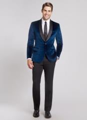  Style#-B6362 Mens Navy Blue Dinner Velvet tuxedo Black lapel Shawl Lapel