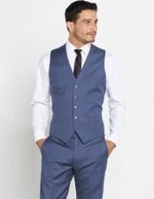  Mens Regular Fit Dark Navy Blue Suit For Men Vest With Matching