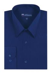  Plain Solid Color Traditional Navy Mens Dress Shirt