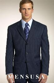  Brand New Dark Navy Pinstripe premier quality Three buttons style italian fabric Design suit made with Ultra Smoot