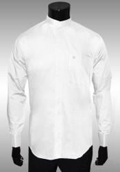  Nehru Collarless White Lightweight Fabric Mens Dress Shirt