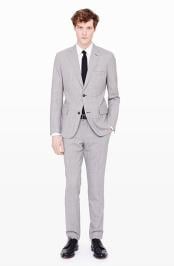  Mens Grey Suit White Shirt Black Tie Combination Package Combo ~ Combination