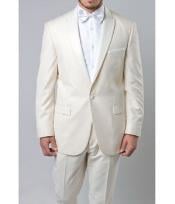  Mens Off White 1 Button Slim Fit Prom Suit