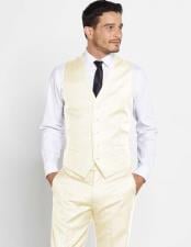  Mens Off White Regular Fit Vest + Matching Dress Pants Set +