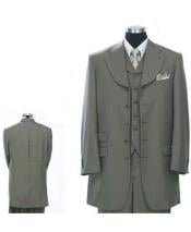  Mens 5 Buttons Olive Green Vested Fashion Zoot Suit Wide Leg Pants
