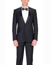  Authentic Braveman Mens 1 Button  Black Slim Fit Tuxedo Suit With