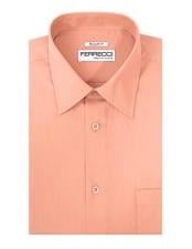  Ferrecci Cotton Blend Pink Barrel Cuffs Regular Fit Collared Mens Dress Shirt