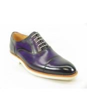  Mens Fashionable Carrucci Genuine Purple Leather Oxford Shoes With White Sole 